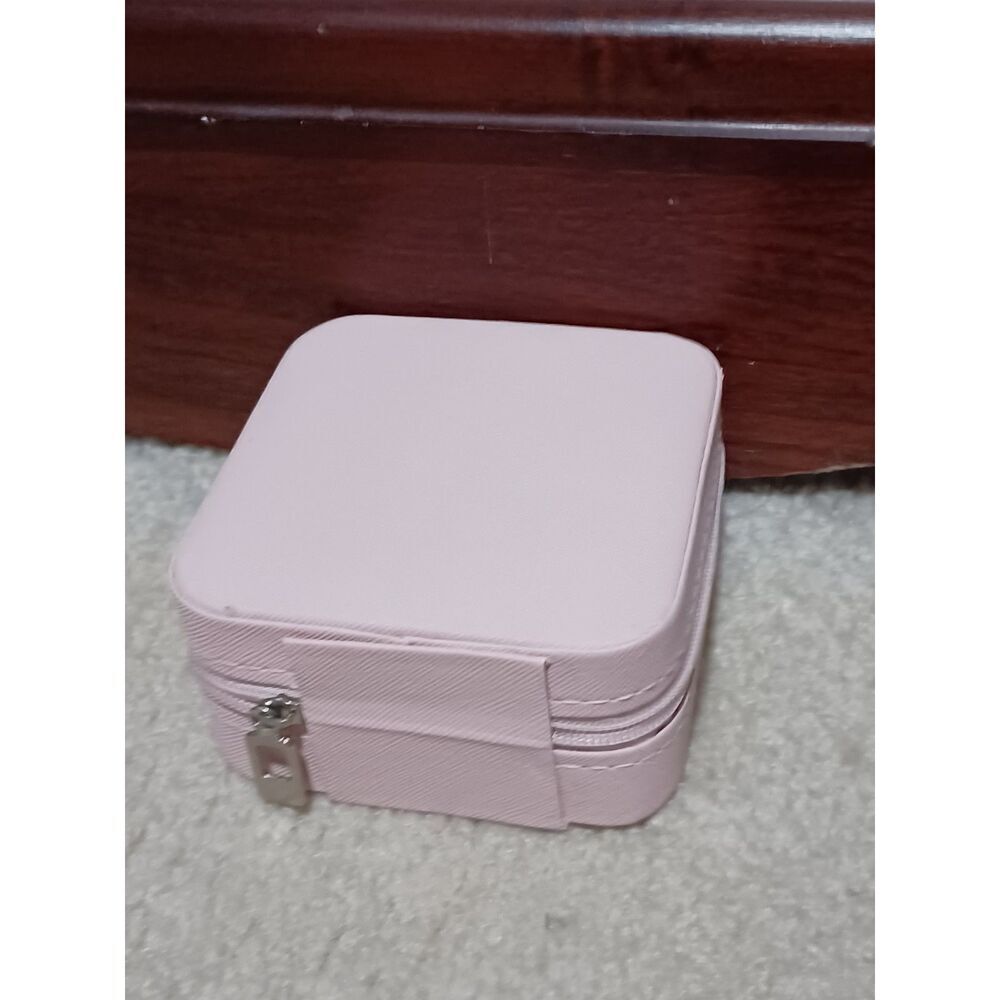 Faux Leather Pink Travel Jewelry Box - Picture 2 of 3